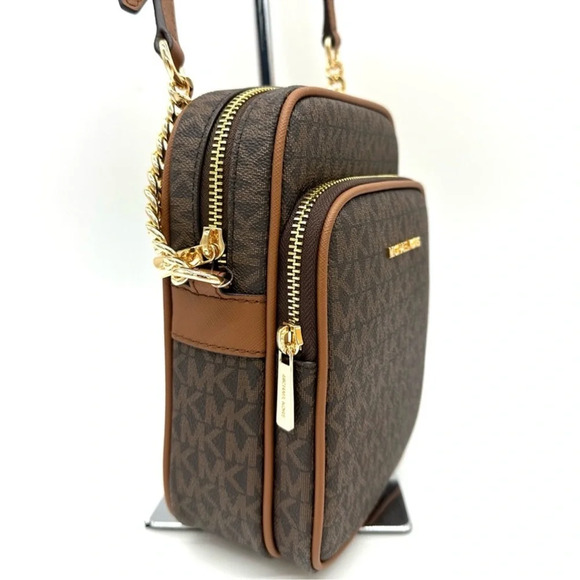 Michael Kors Medium NS Chain Xbody Bag Brown/Gold - Picture 5 of 10